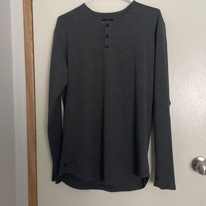 Cuts Henley Grey Long Sleeve Shirt